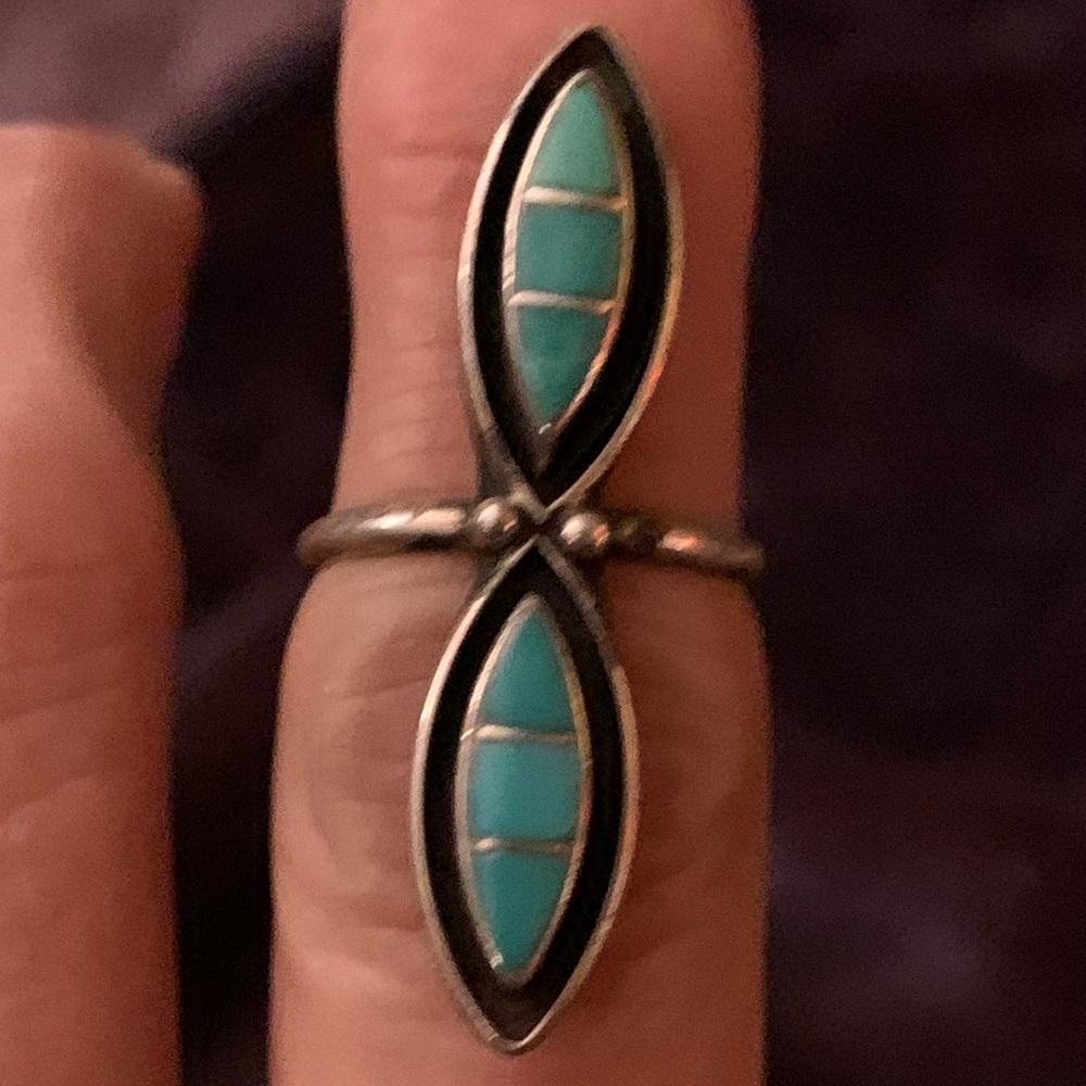 Vintage Native Shadowbox Turquoise Ring